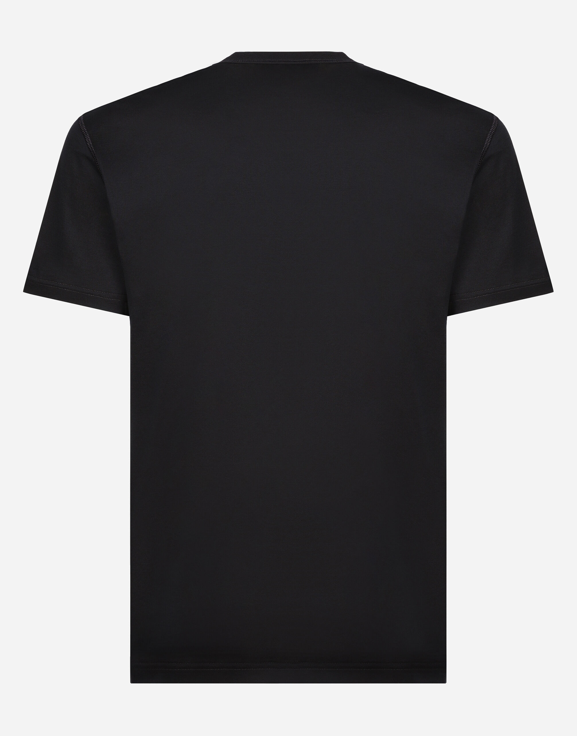 Cotton V-neck T-shirt with branded tag in Blue for Men