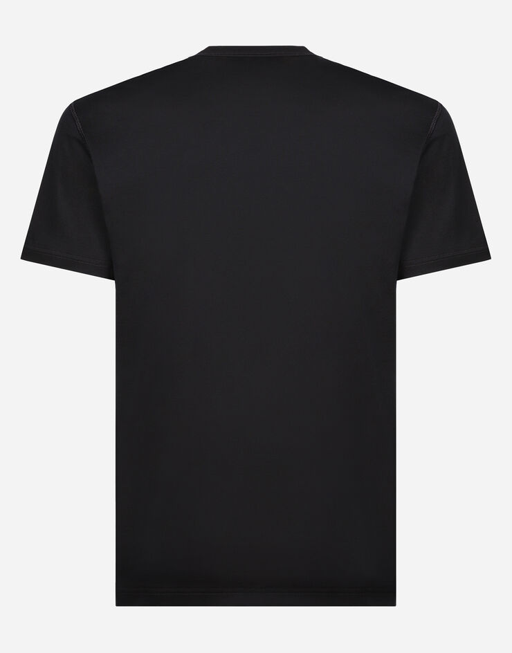 Dolce & Gabbana Cotton V-neck T-shirt with branded tag ブルー G8PT2TG7F2I