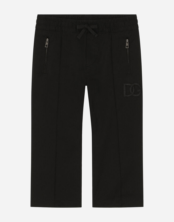 Dolce & Gabbana Gabardine jogging pants with DG logo patch Black L43P95G7E3N