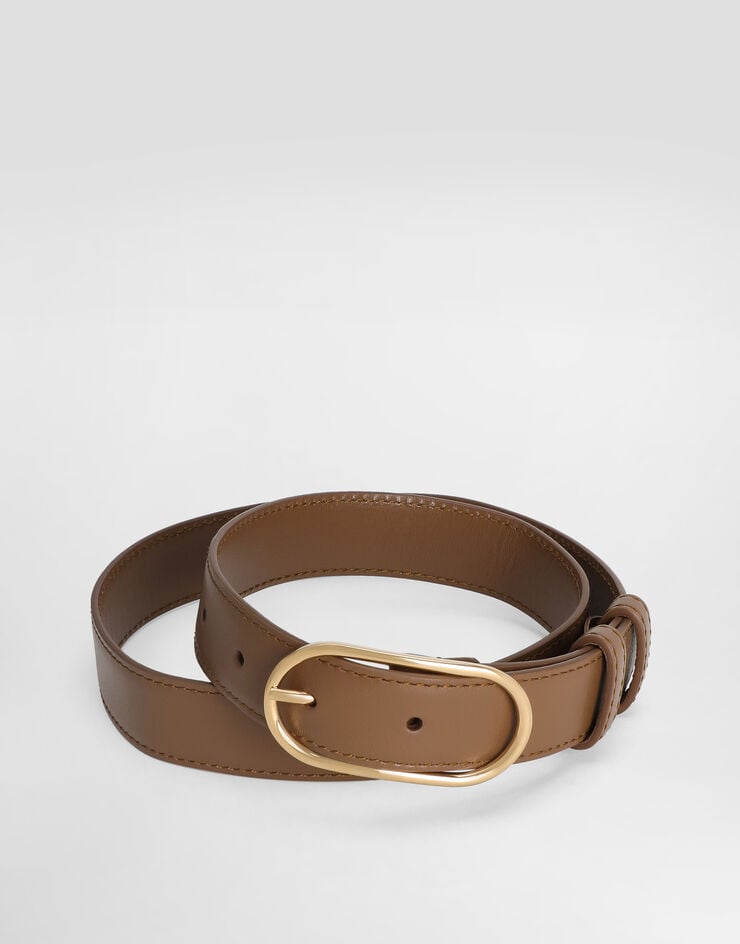Dolce & Gabbana Cinturón de piel de becerro granulada a mano Marrón BE1654A3G19