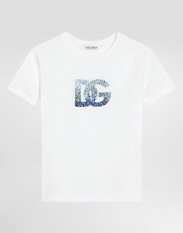Dolce & Gabbana Jersey T-shirt with DG logo White L5JTNKG7O9K
