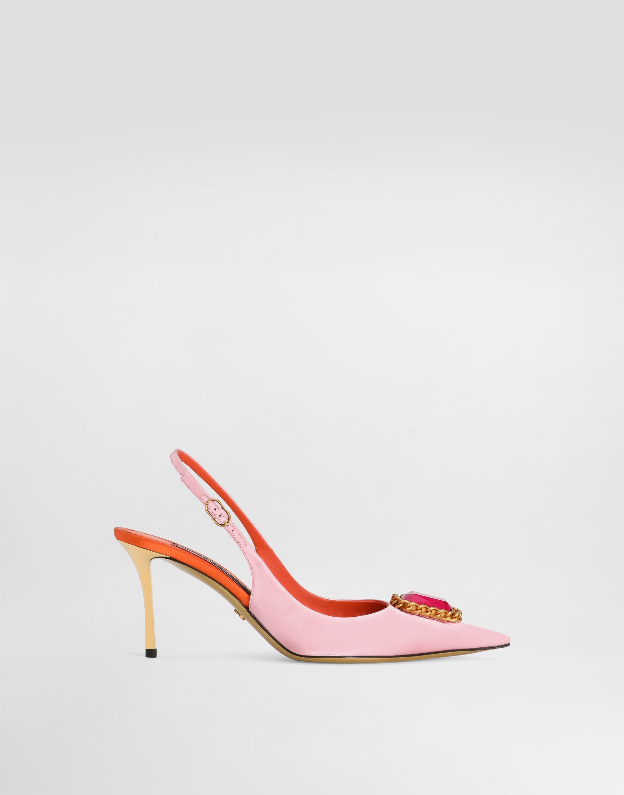 Satin pumps with embellishment in Multicolor for Women