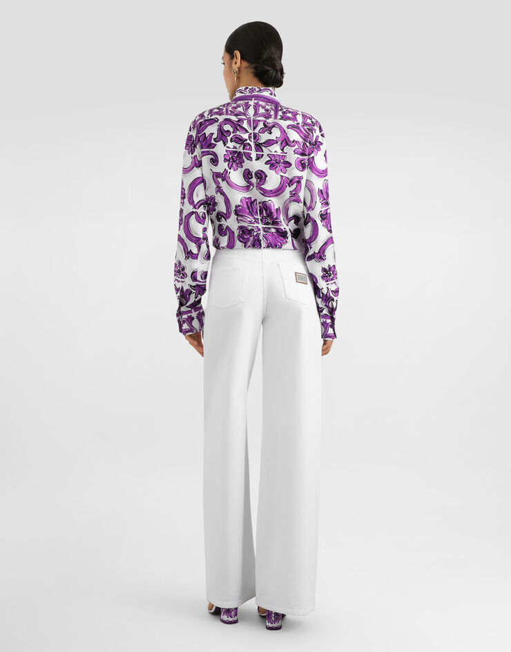 Dolce & Gabbana Majolica-print silk twill shirt Multicolor F5T51THI1ZQ