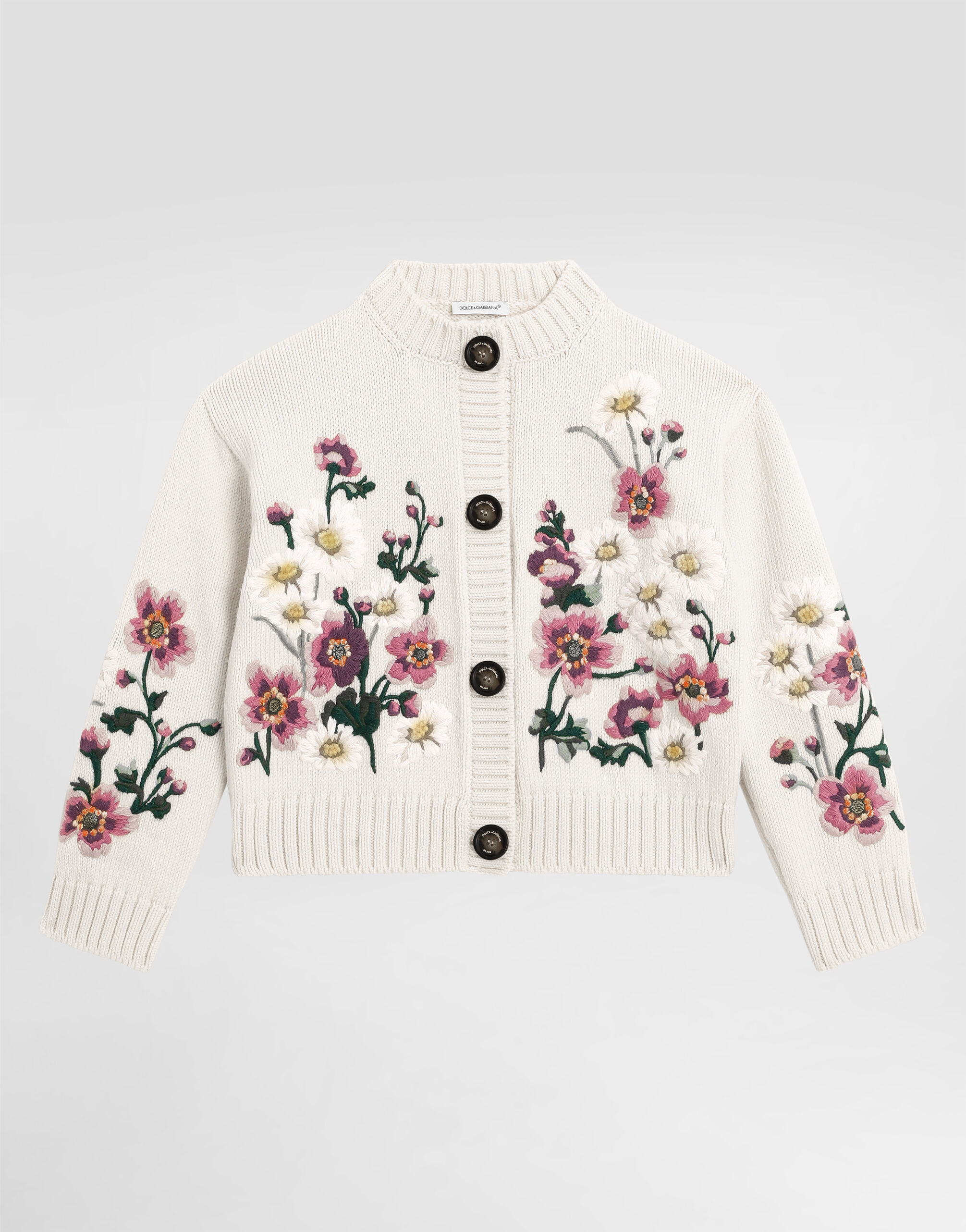 トップス DOLCE&GABBANA Logo Knit Cardigan Wool fisherman's rib-knit cardigan with DG logo patch in Green for