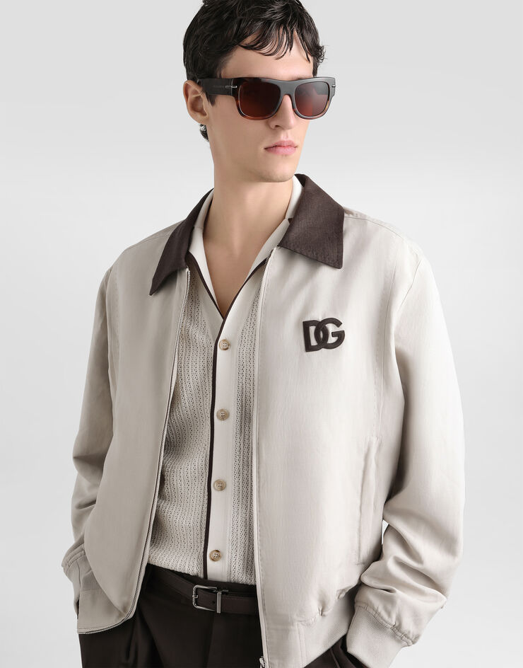Dolce & Gabbana Linen and silk bomber jacket Beige G9BODZFUTAZ