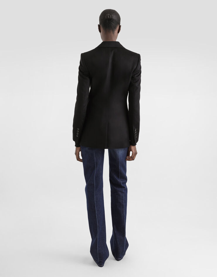 Dolce & Gabbana Single-breasted jacket in silk and Cashmere Black F29KNTGDDC0
