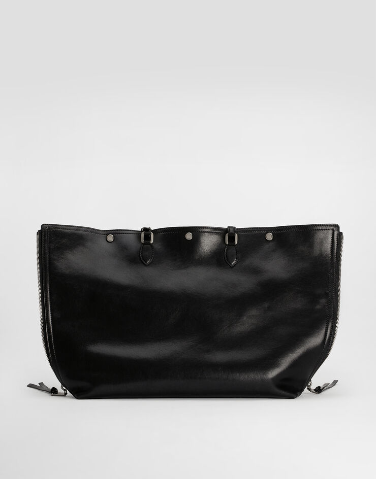 Dolce & Gabbana Atene calfskin shopping bag Black BM2535AH850