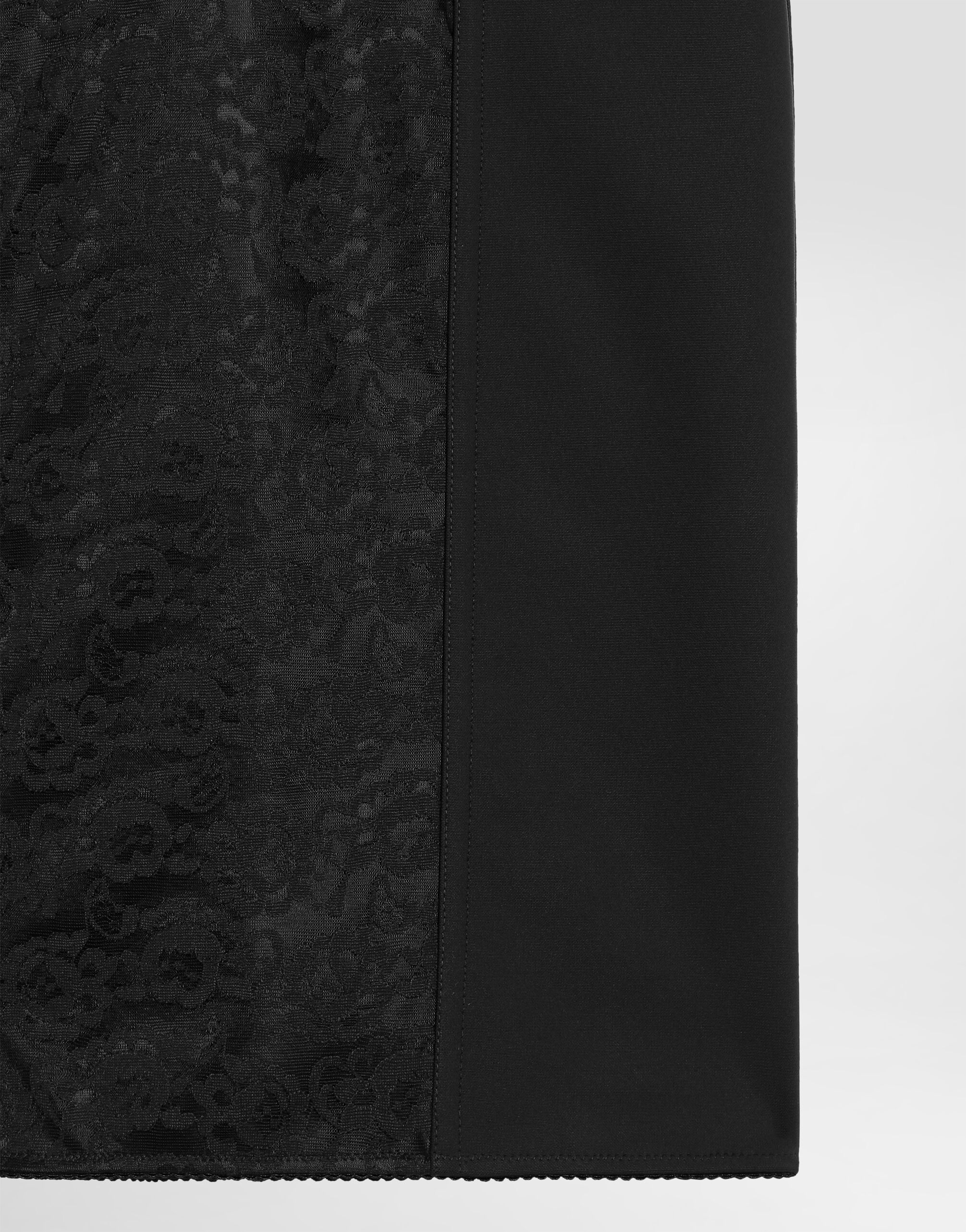 Sheath dress in elastic fabric and lace - thumbnail 4