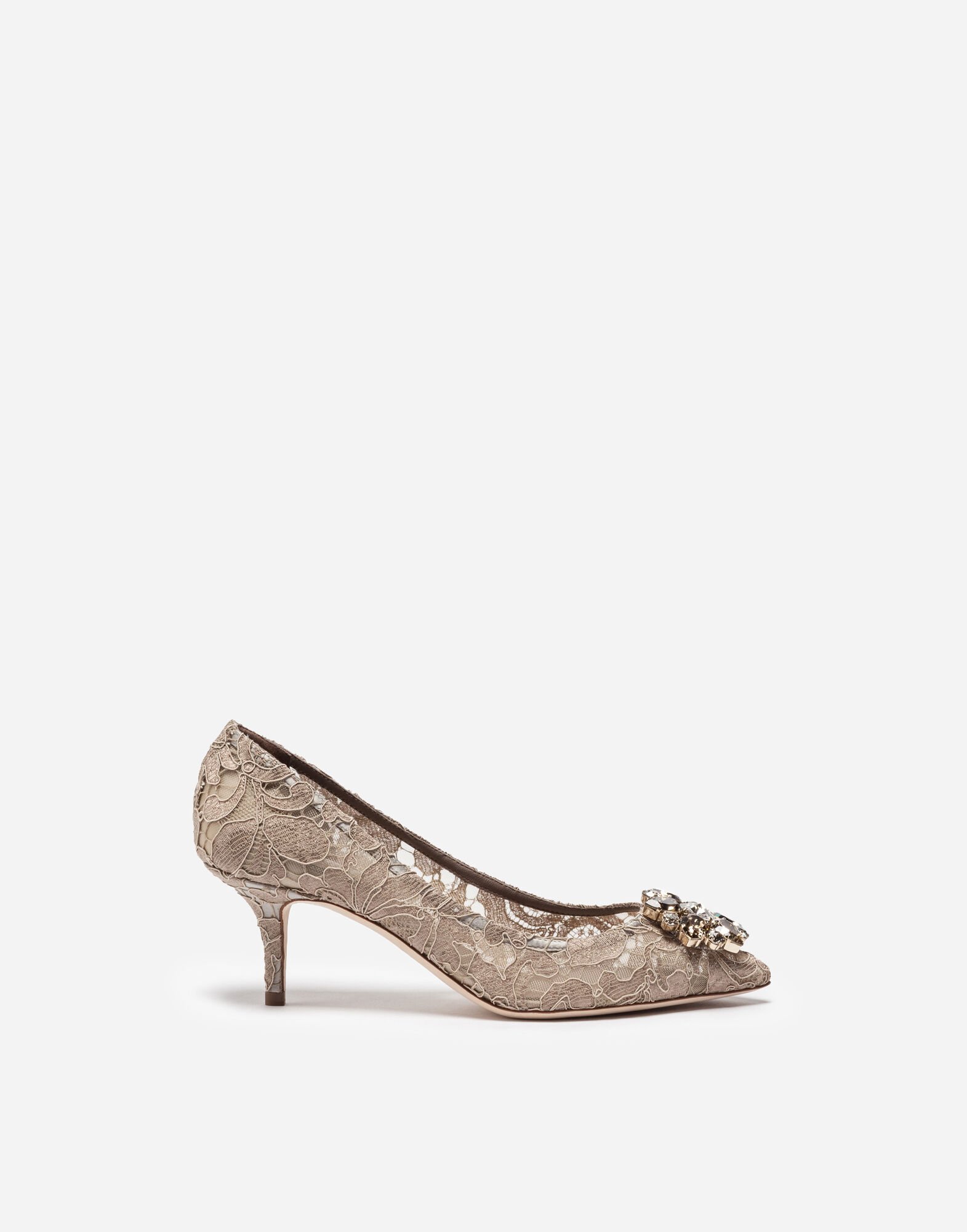 Dolce & Gabbana Lace rainbow pumps with brooch detailing Beige CD0066AL198