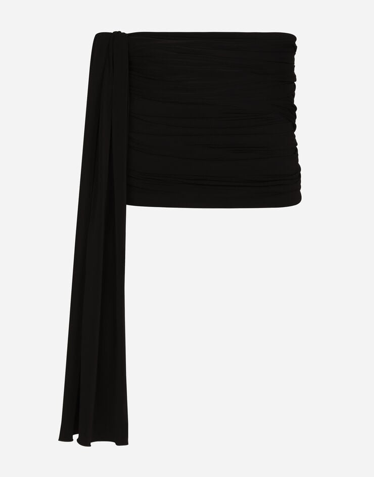 Dolce & Gabbana 侧面饰带卷褶男士腰封 黑 GR253EFUIAU