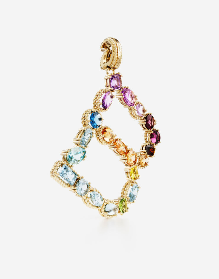 Dolce & Gabbana Подвеска в форме буквы B Rainbow alphabet из желтого золота 18 карат с разноцветными камнями ЗОЛОТОЙ WANR1GWMIXB