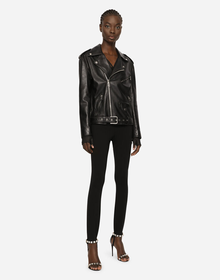 Dolce & Gabbana Leather biker jacket Black F9P52LHULRK