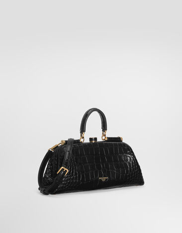 Dolce & Gabbana 핸드백 Grandma 미디엄 앨리게이터 가죽 소재 블랙 BB7986B2EN0