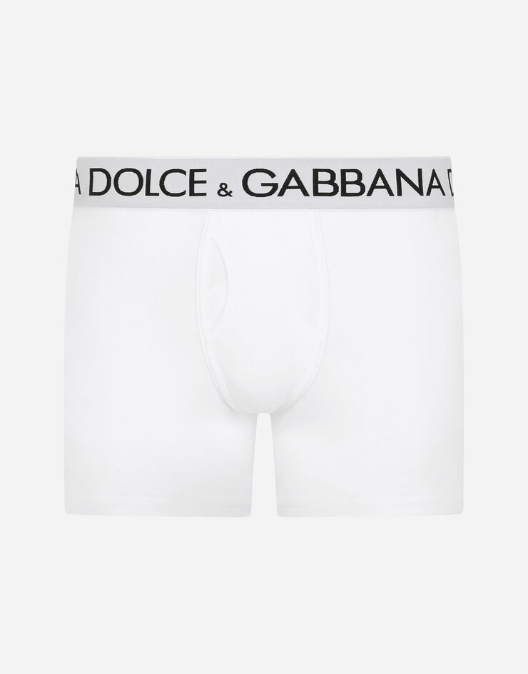 Dolce & Gabbana Lange Boxershorts Baumwolljersey bi-elastisch Weiss M4B98JONN97