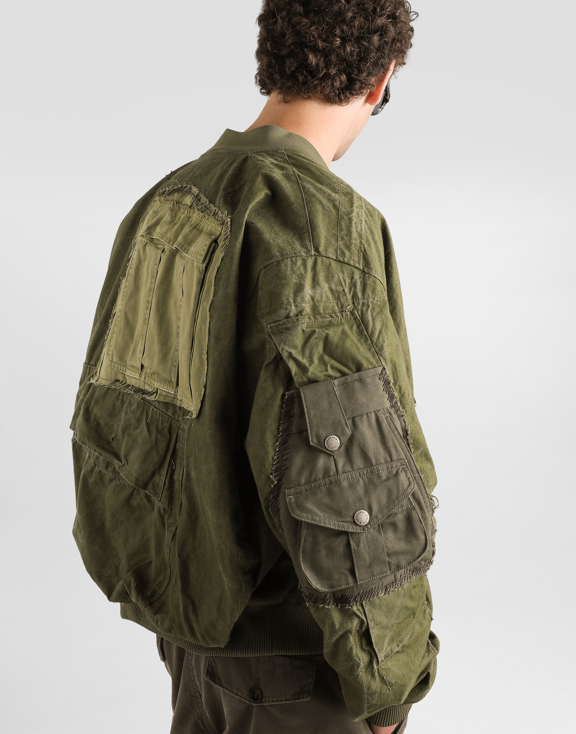 Oversized padded bomber jacket in Green for Men | Dolce&Gabbana®