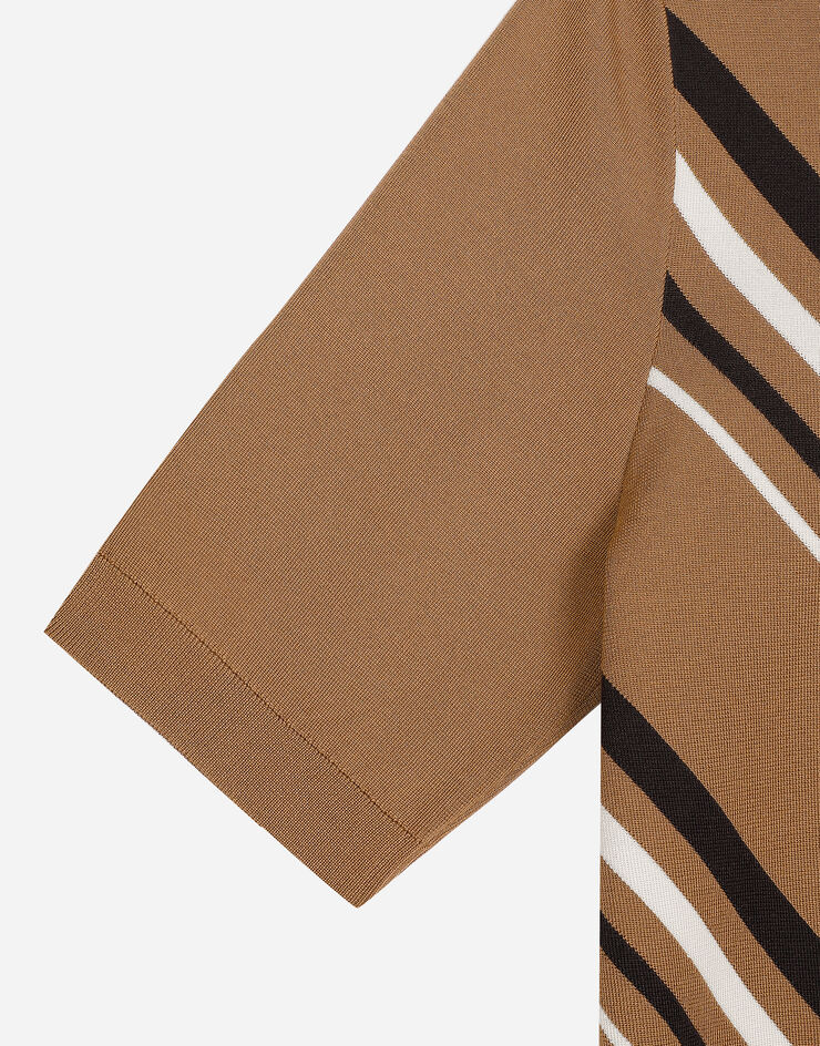 Dolce & Gabbana Short-sleeved polo-shirt with striped inlay ベージュ GXZ14TJBSH0