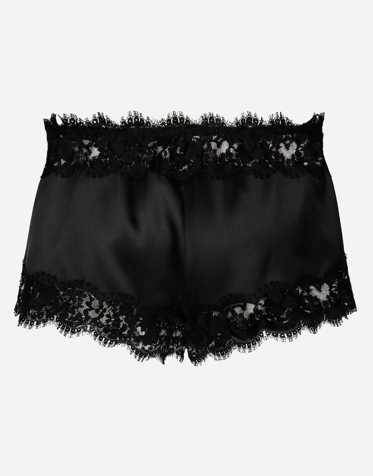 Dolce & Gabbana Satin lingerie shorts with lace detailing Black O3C09TONO13