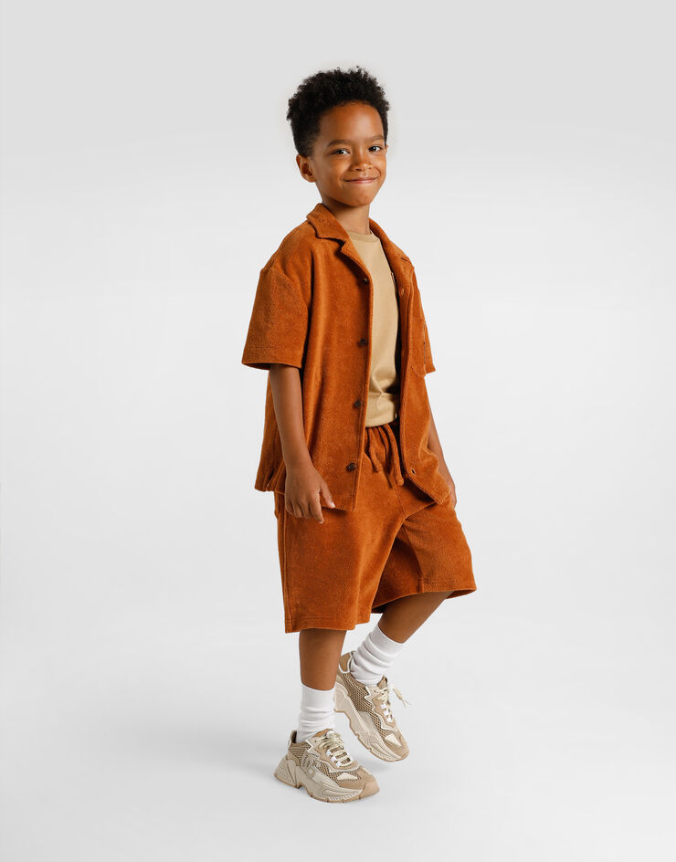 Dolce & Gabbana Jersey t-shirt with DG patch Beige L4JTHVG7PSJ