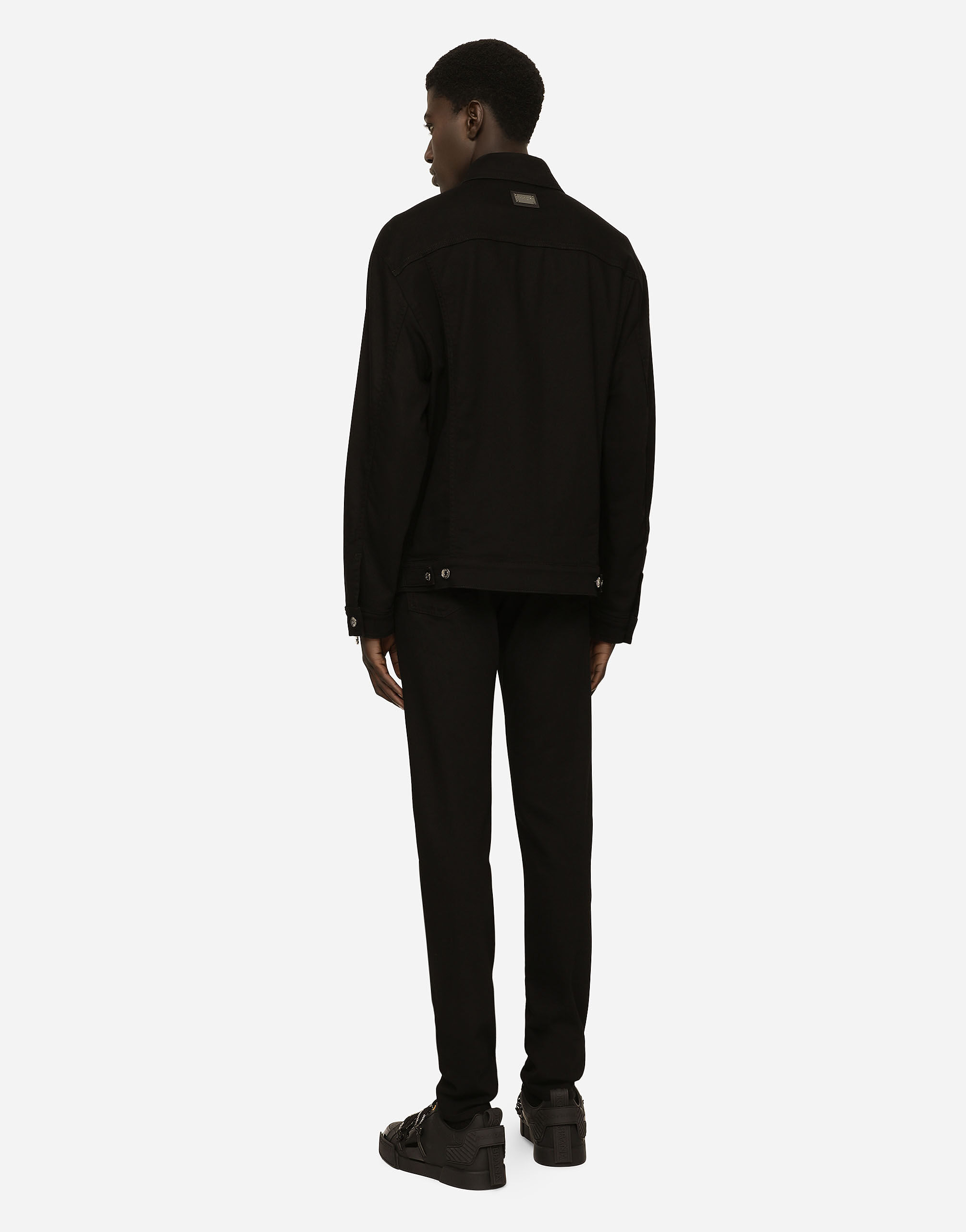 Black stretch denim jacket new arrivals