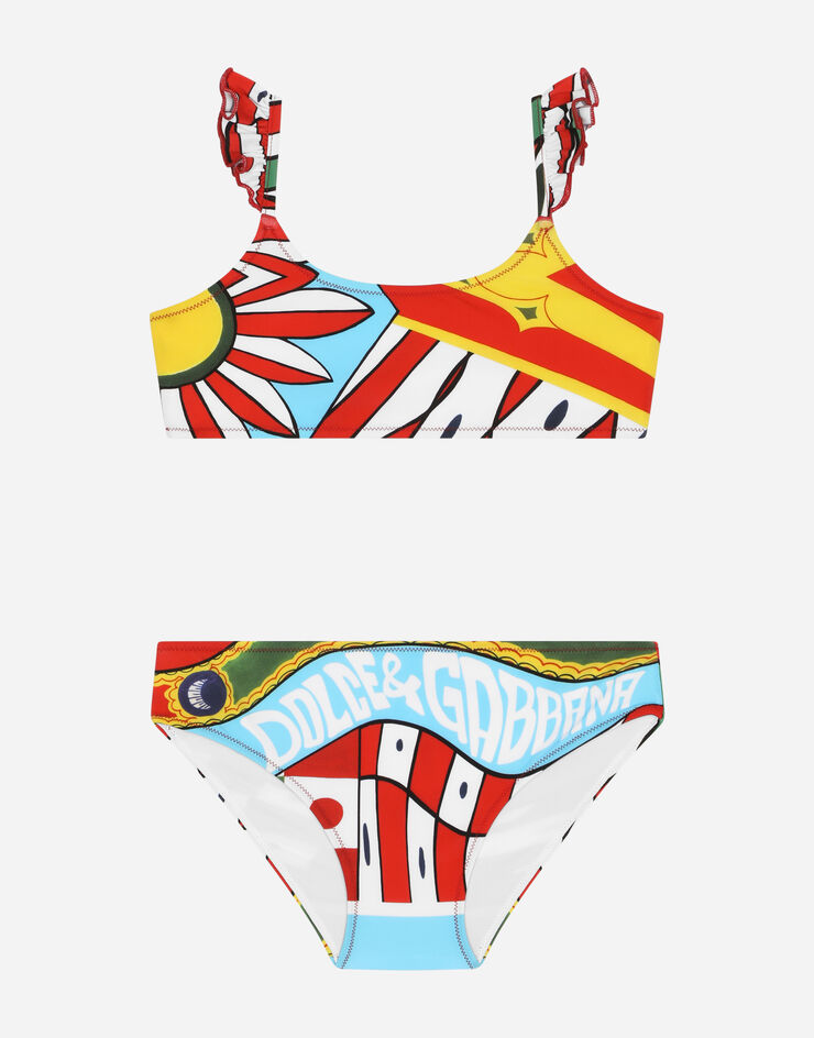 DolceGabbanaSpa Carretto-print bralette bikini Azure L5J817G7J5E