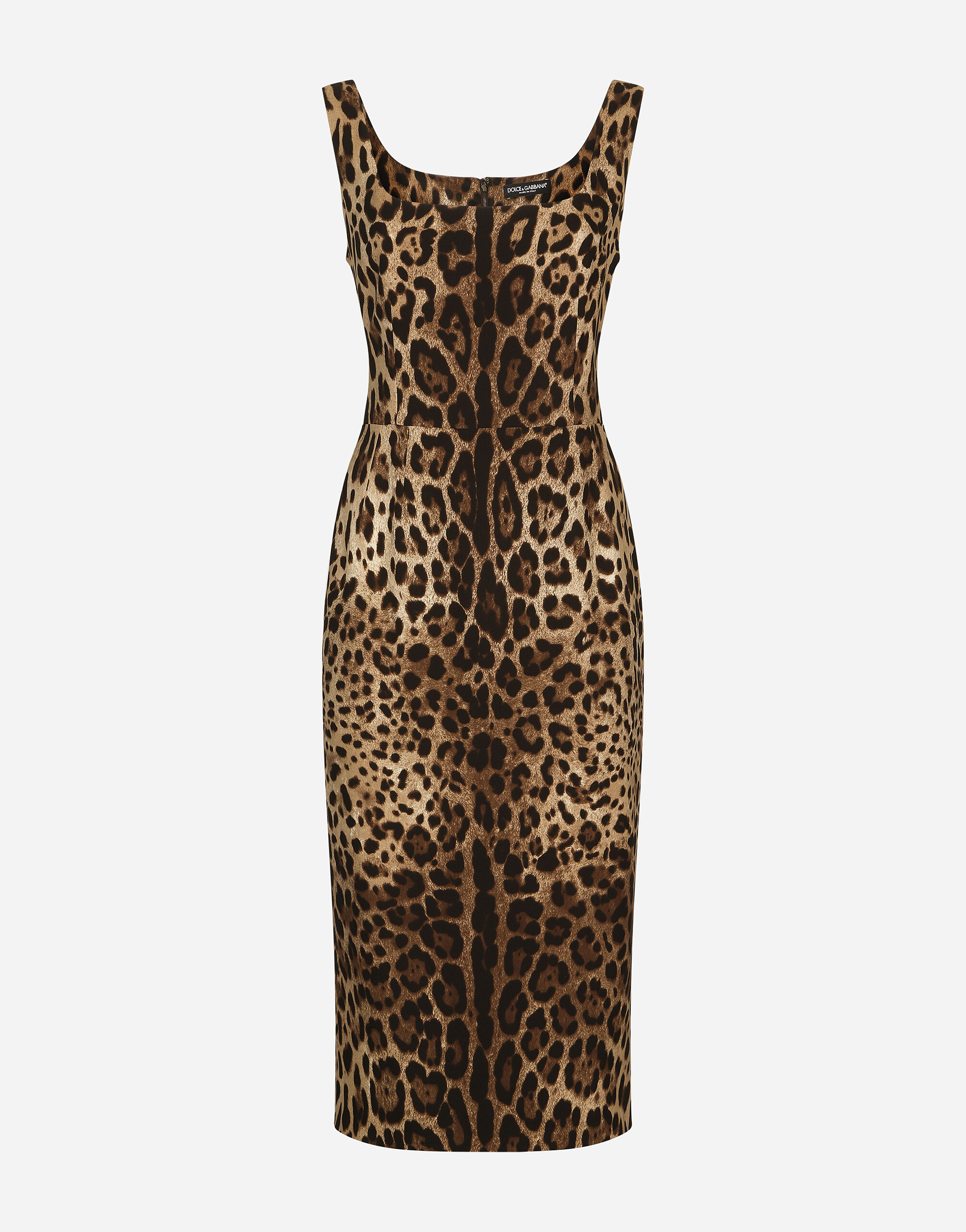 Leopard print charmeuse midi dress in Multicolor for Women
