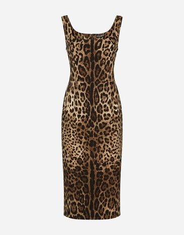 Dolce & Gabbana Leopard-print charmeuse midi dress Black BB6003B1001