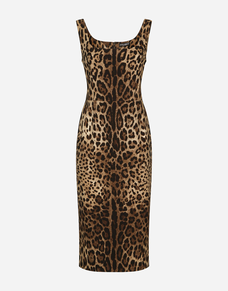 Dolce & Gabbana Leopard-print charmeuse midi dress Multicolor F6F4ZTFSADD