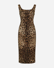 Dolce & Gabbana Leopard-print charmeuse midi dress Animal Print F26AJTFS2A3
