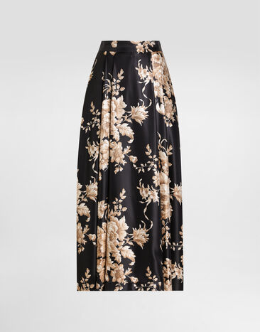 Dolce & Gabbana Jupe midi à imprimé roses Imprimé F4C6VTIS1ZU