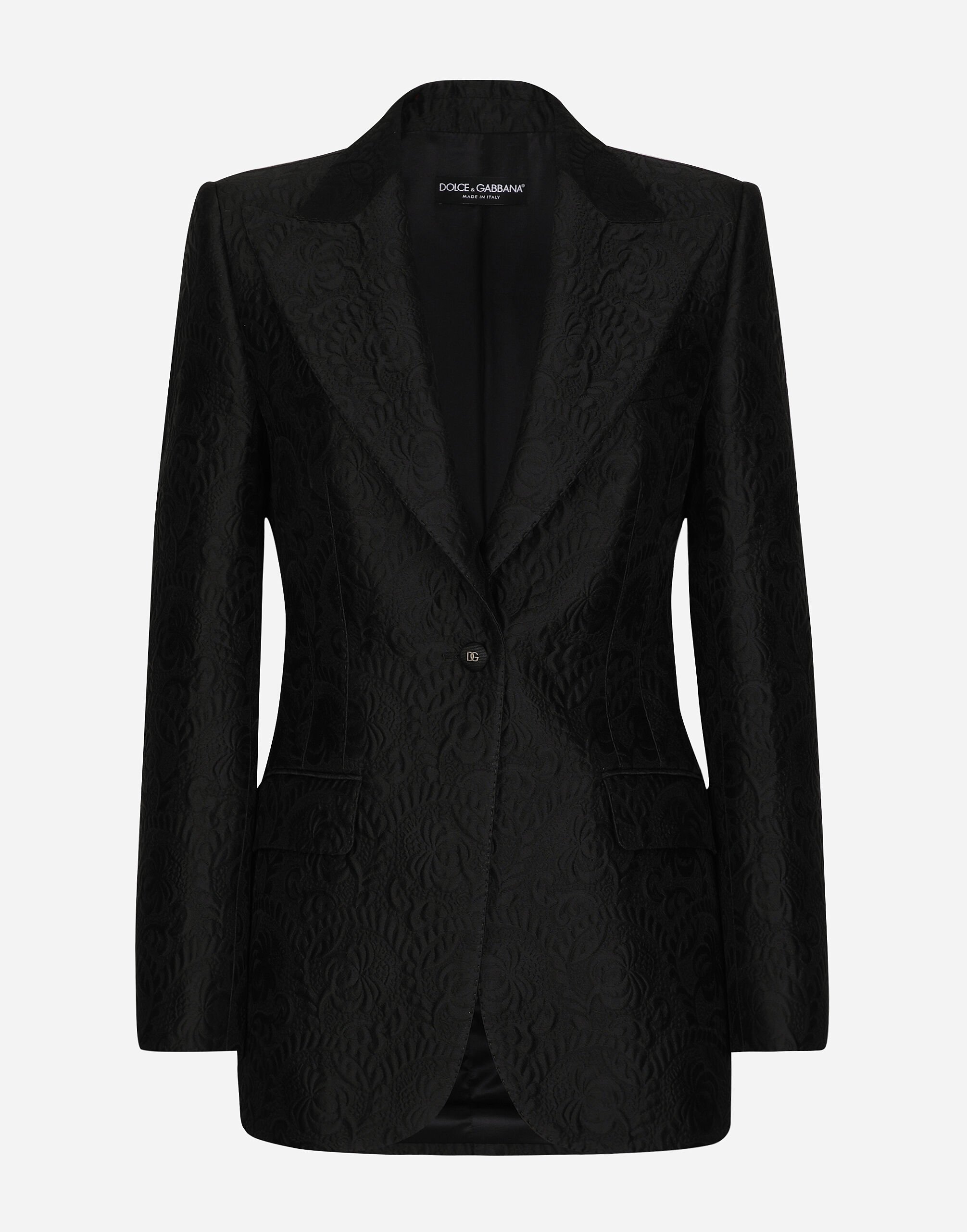Dolce & Gabbana Single-breasted floral brocade Turlington jacket Black F29MCTFUBE7