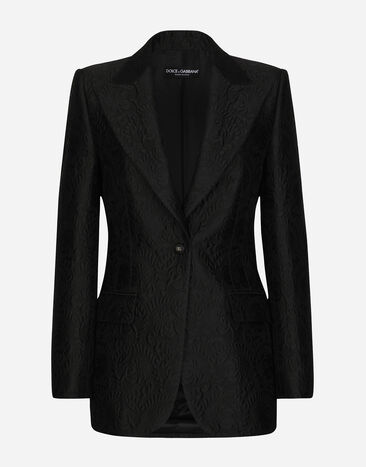 Dolce & Gabbana Single-breasted floral brocade Turlington jacket Black F29MCTFUBE7