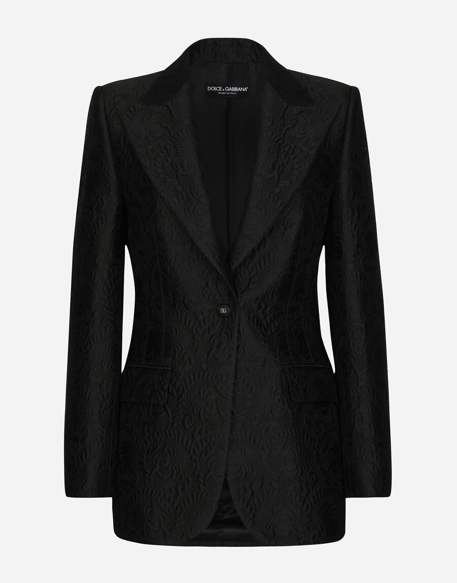 Single-breasted floral brocade Turlington jacket