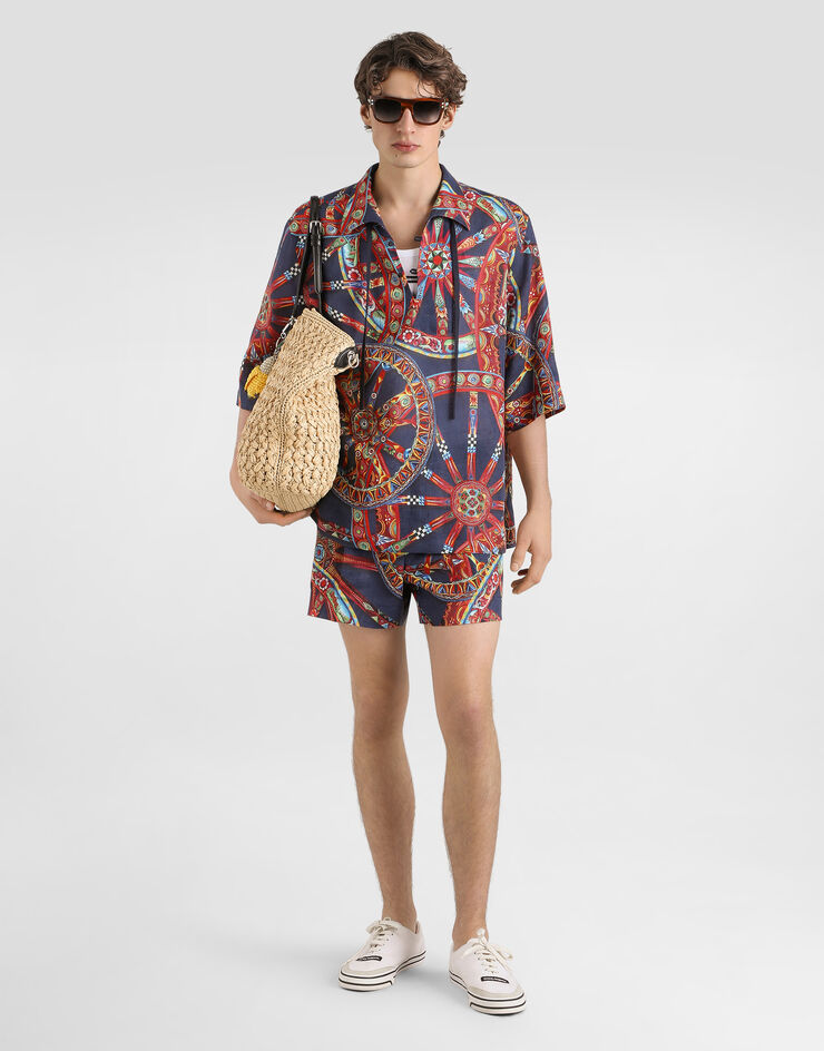 Dolce & Gabbana Carretto-print linen bermuda Dolce & Gabbana Carretto-print linen bermuda Multicolor GP0X9TFS4H2