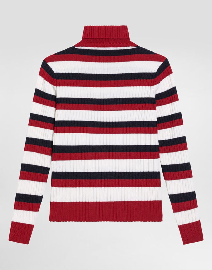 Dolce & Gabbana Wool turtleneck sweater with patch Multicolor L5KWMAJDVCD