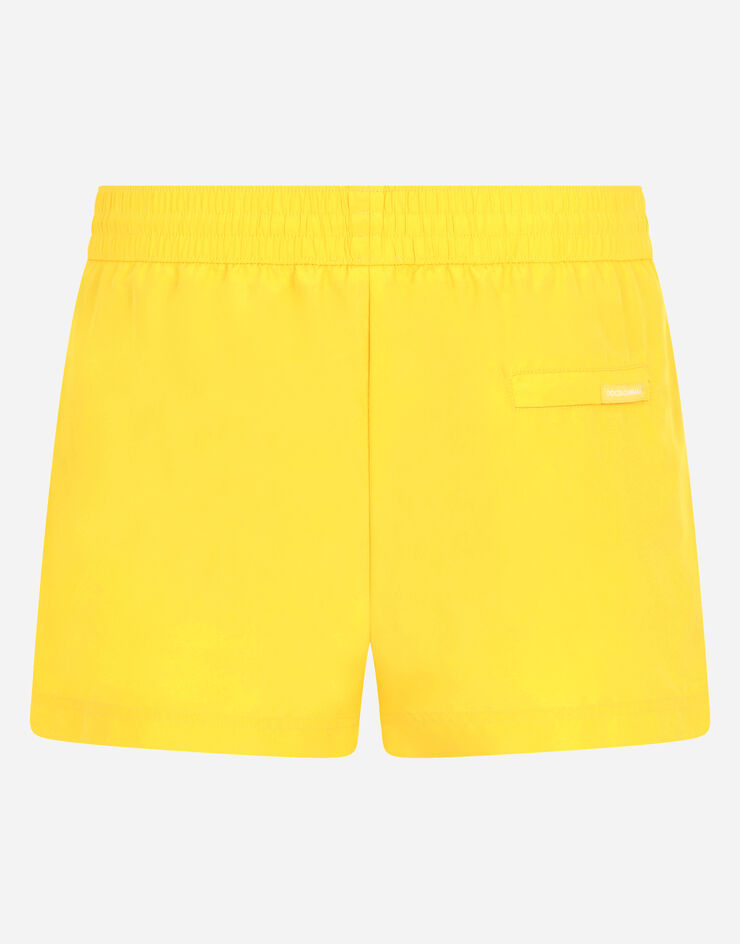 Dolce & Gabbana Short swim trunks with metal DG logo Orange M4B39TFUSFW