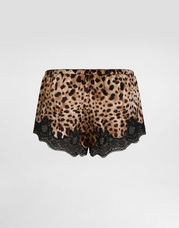 Dolce & Gabbana Leopard-print satin lingerie shorts with lace detailing Multicolor O3A02TFSAXY