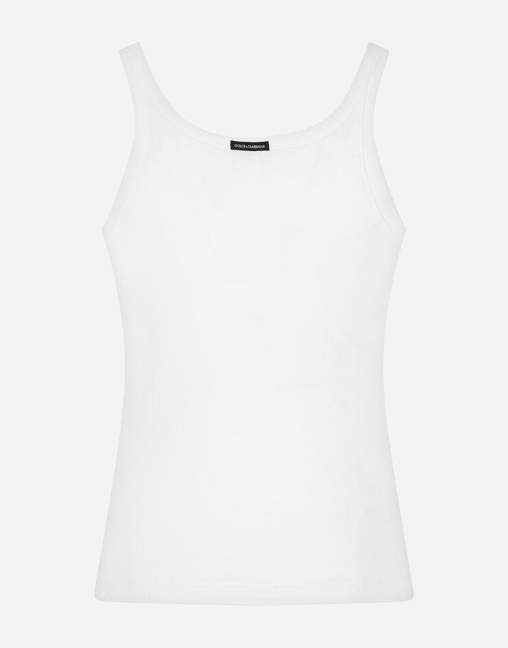 Dolce & Gabbana Geripptes Tanktop aus Baumwolle Weiss M8E98JOUAIJ