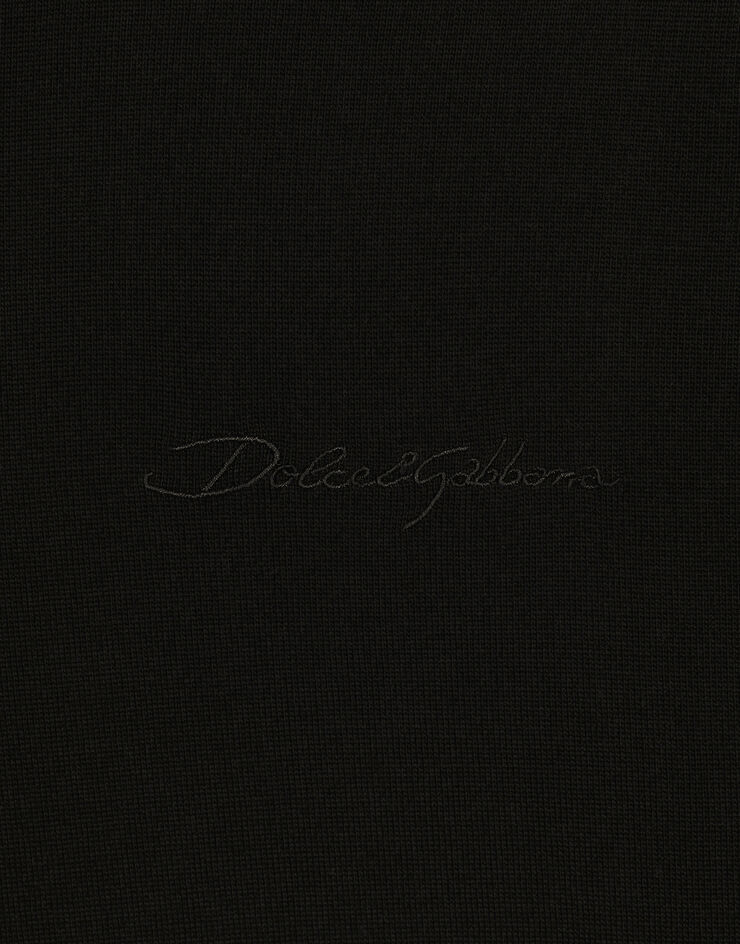 Dolce & Gabbana Jersey de cuello redondo de seda con logotipo Dolce&Gabbana Negro GXX02ZJBSJS