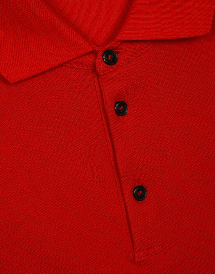 Dolce&Gabbana Cotton piqué polo-shirt with branded tag Bordeaux G8PL4TG7F2H