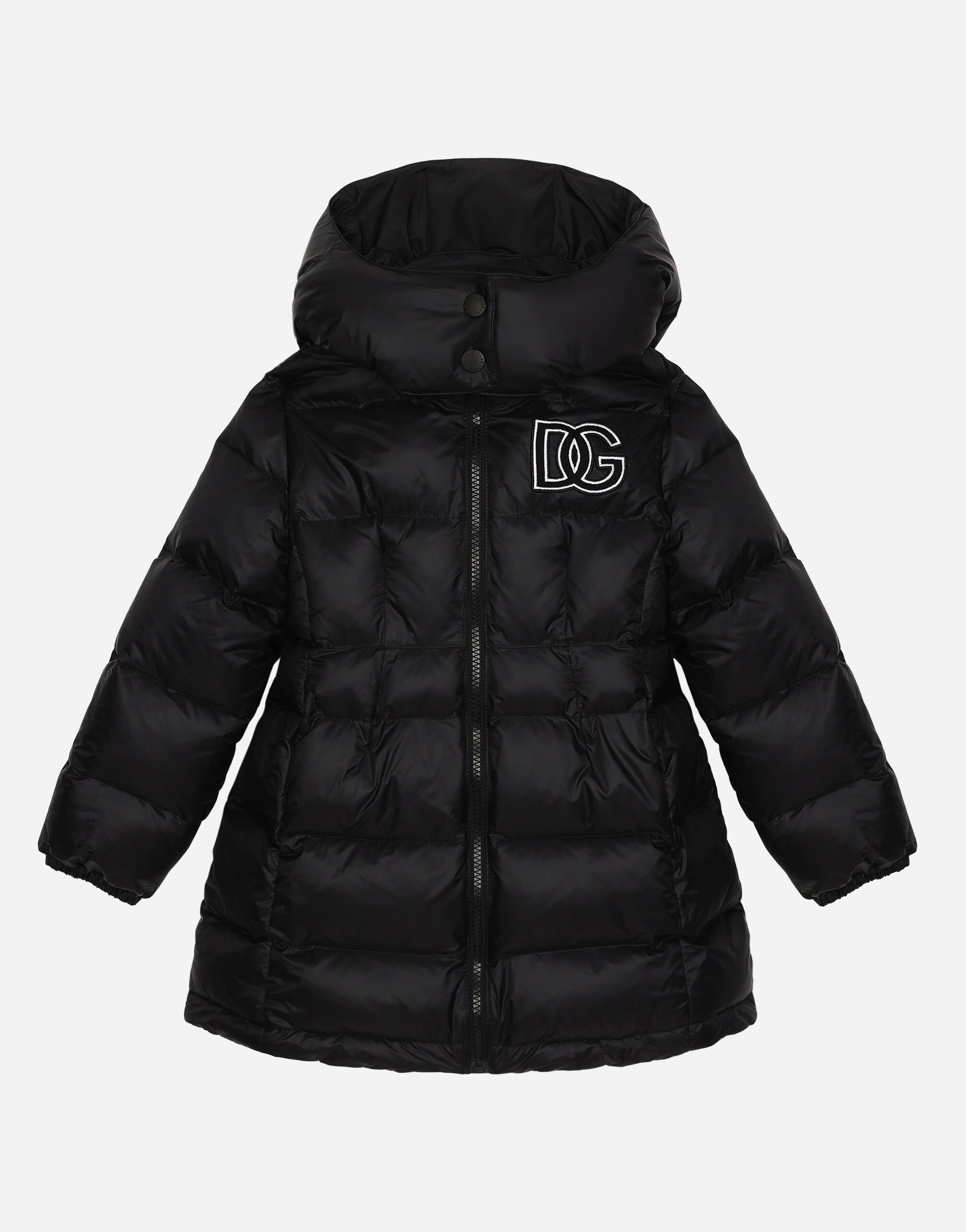 Dolce&Gabbana Nylon down jacket with DG logo Black L54C45G7K5C