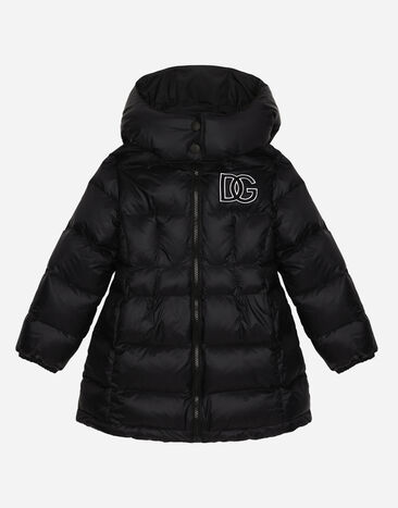 Dolce&Gabbana Nylon down jacket with DG logo Black L54C45G7K5C