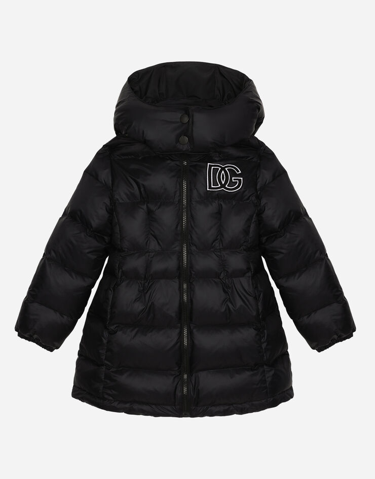 DolceGabbanaSpa Steppjacke aus Nylon mit DG-Logopatch Schwarz L5JBO1G7KZ8