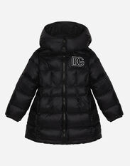 DolceGabbanaSpa Nylon down jacket with DG logo Black L5JBO1G7KZ8