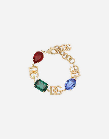 Dolce & Gabbana Bracelet with DG logo and multi-colored rhinestones Yellow BB7116A1001