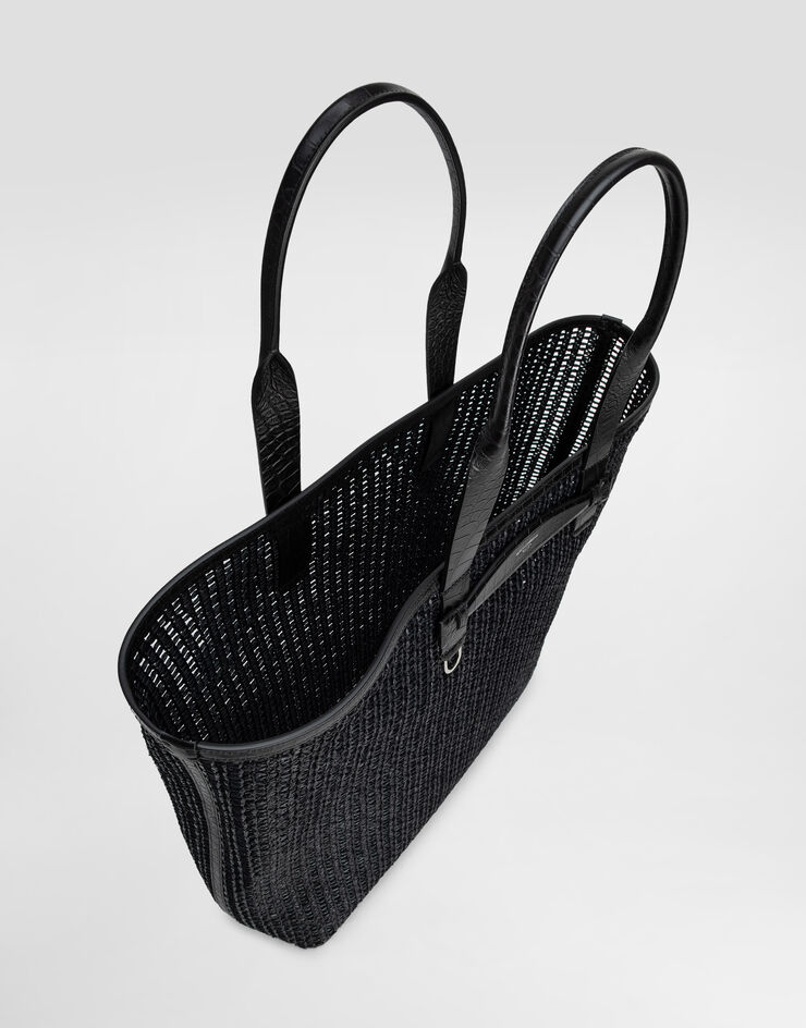Dolce & Gabbana Bolso shopper de rejilla trenzada y becerro Black BM2453A9O94