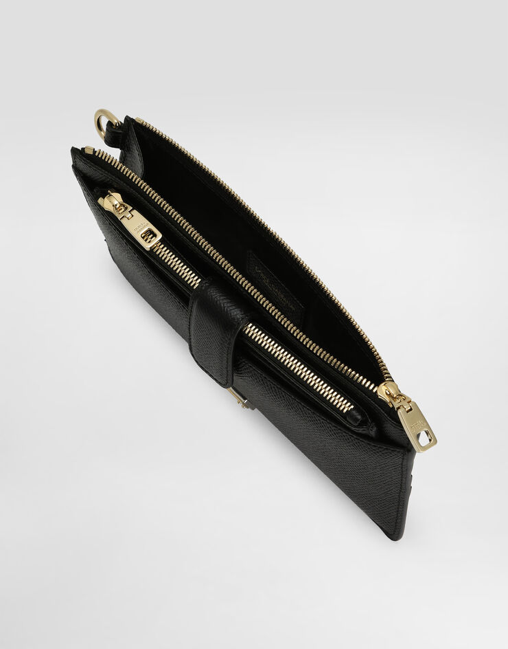 Dolce & Gabbana Tarjetero en piel de becerro dauphine Negro BI3335A1001