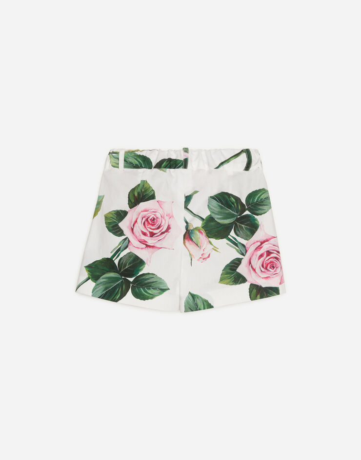 Dolce & Gabbana POPLIN SHORTS WITH TROPICAL ROSE PRINT FLORAL PRINT L22Q24HS5GG