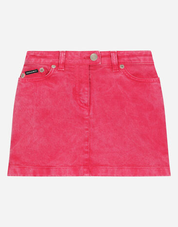 Dolce & Gabbana 5-Pocket-Jeansrock in gewaschener Optik mit Logoplakette Mehrfarbig L55I36LDC71