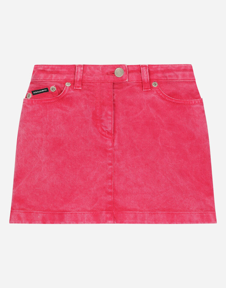 Dolce & Gabbana 5-Pocket-Jeansrock in gewaschener Optik mit Logoplakette Mehrfarbig L55I36LDC71