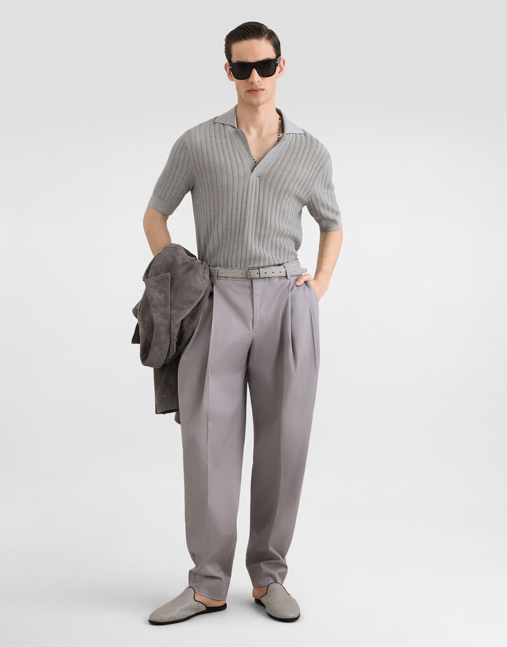 Dolce & Gabbana Silk polo shirt Grey GXZCKZJBSPV